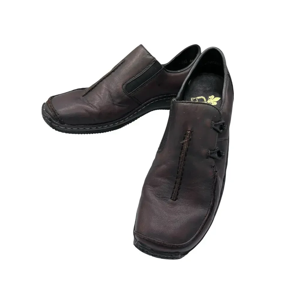 Rieker Antistress Leather Slip On Shoes Womens EU 38 US 7 Brown Comfort Walking